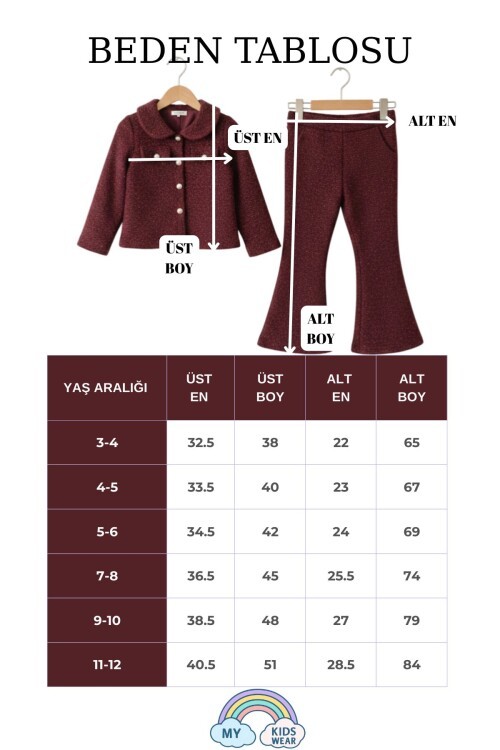 Kız Çocuk Bayramlık Tüvit Ceket & İspanyol Paça Pantolon Takım 12548