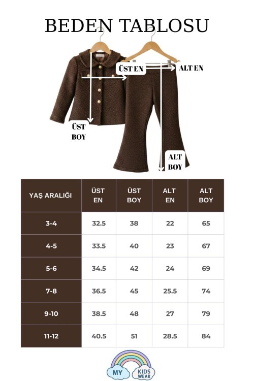 Kız Çocuk Bayramlık Tüvit Ceket & İspanyol Paça Pantolon Takım 12552