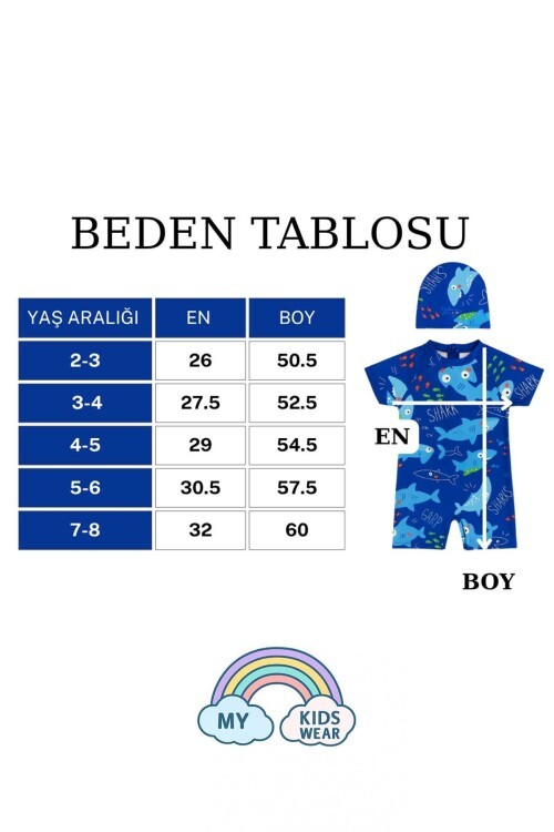 My Kids Wear Çocuk Desenli Mayo Takımı -  Bone ve Güneş Gözlüğü Hediyeli 2li Set 12712