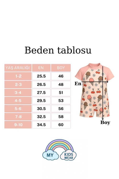 My Kids Wear Çocuk Desenli Mayo Takımı -  Bone ve Güneş Gözlüğü Hediyeli 2li Set 12714