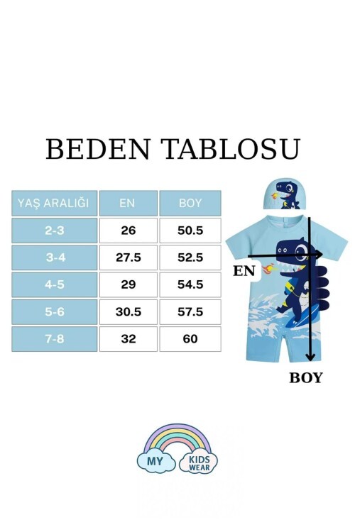My Kids Wear Çocuk Desenli Mayo Takımı - UV Korumalı Bone ve Güneş Gözlüğü Hediyeli 2li Set 12681