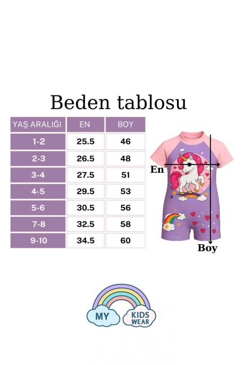 My Kids Wear Çocuk Desenli Mayo Takımı - UV Korumalı Bone ve Güneş Gözlüğü Hediyeli 2li Set 12682