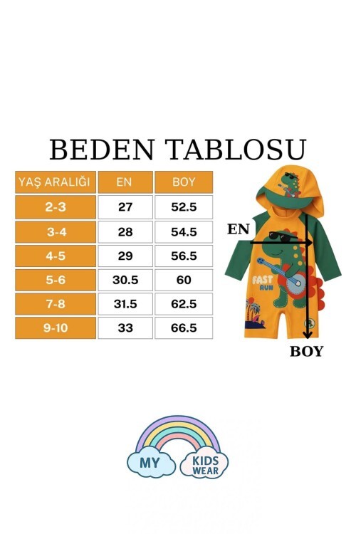 My Kids Wear Çocuk Desenli Mayo Takımı - UV Korumalı Bone ve Güneş Gözlüğü Hediyeli 2li Set 12695