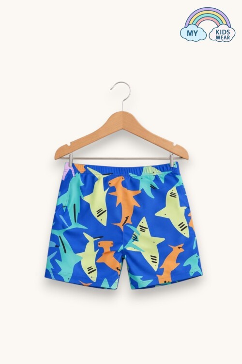 My Kids Wear Erkek Çocuk Desenli Deniz Şortu ve Bone Takımı 12687