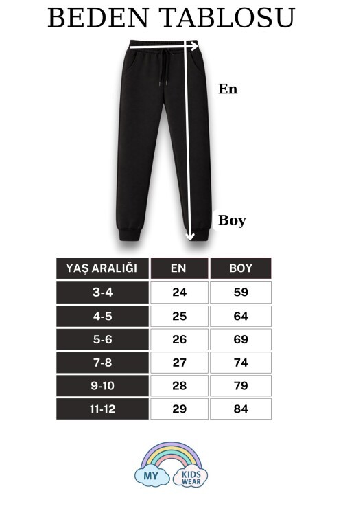 Unisex Çocuk Eşofman Altı Günlük & Spor Kullanım 3-12 Yaş 12506 SİYAH