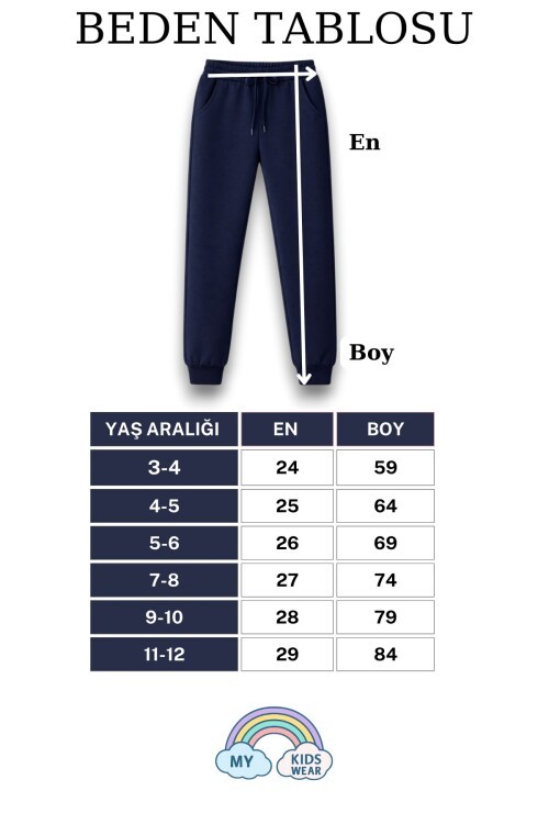 Unisex Çocuk Eşofman Altı Günlük & Spor Kullanım 3-12 Yaş 12507