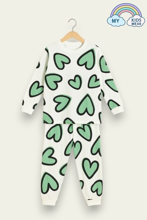Çocuk Pamuklu Desenli İkili Pijama Takımı 4-8 Yaş 12231