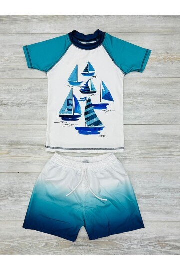 Deniz Şortu Ve Tshirtlü Ikili Takım Çocuk Plaj