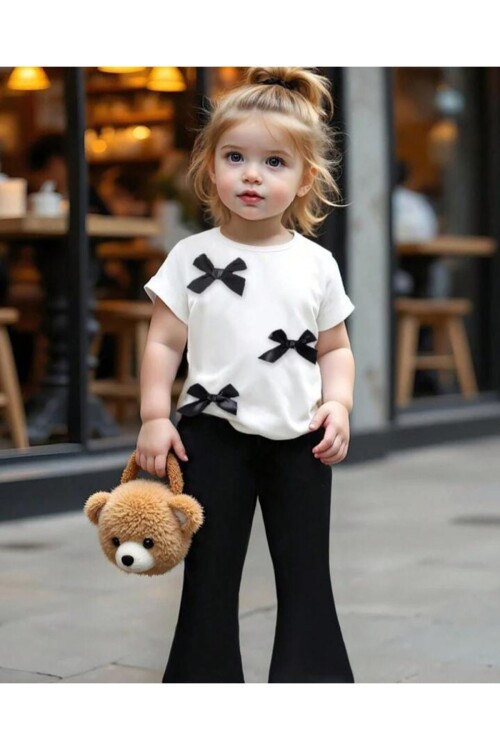 Kız Çocuk Fiyonk Detaylı Alt Üst Takım