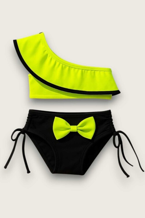 Yarım Kol Fiyonklu Arkadan Bağlamalı Çocuk Bikini Takım