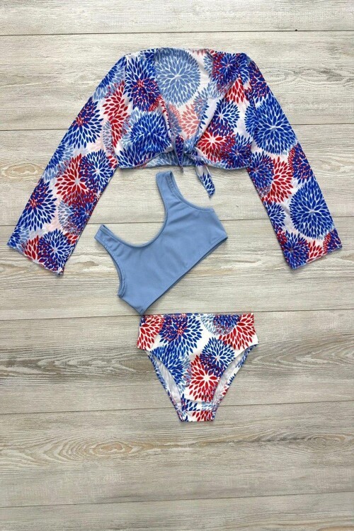 Yeni Sezon Kız Çocuk Bolerolu Bikini 3lü Takım