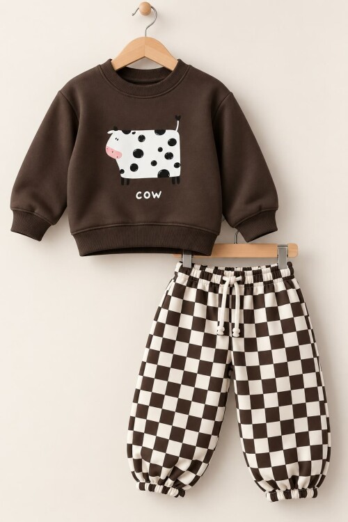 Çocuk Sweatshirt Eşofman Altı Takım Rahat Kesim Günlük Kombin 12936