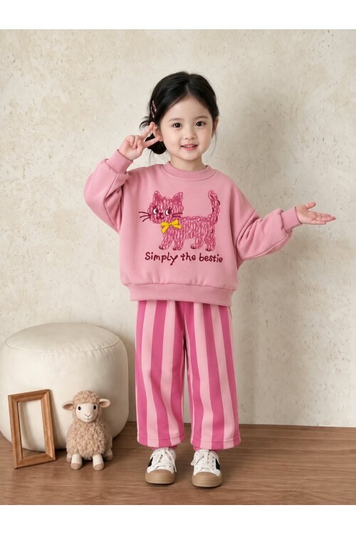 Çocuk Sweatshirt Eşofman Altı Takım Rahat Kesim Günlük Kombin